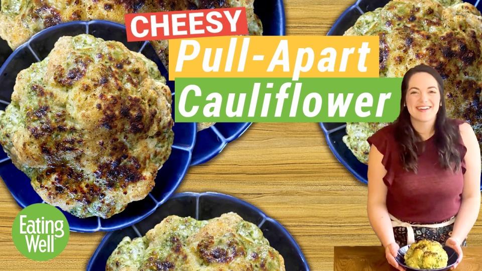 Cheesy Pull-Apart Cauliflower with Pesto