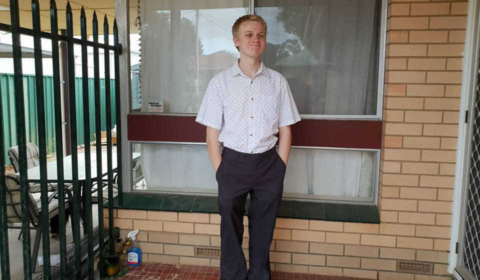 A proud Zach before his Kmart interview. Source: Facebook/ Lee-Anne Domeika