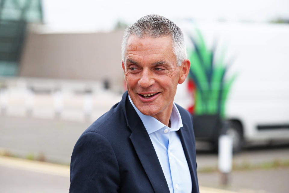 Tim Davie, new Director General of the BBC, arrives at BBC Scotland in Glasgow for his first day in the role. (Photo by Andrew Milligan/PA Images via Getty Images)