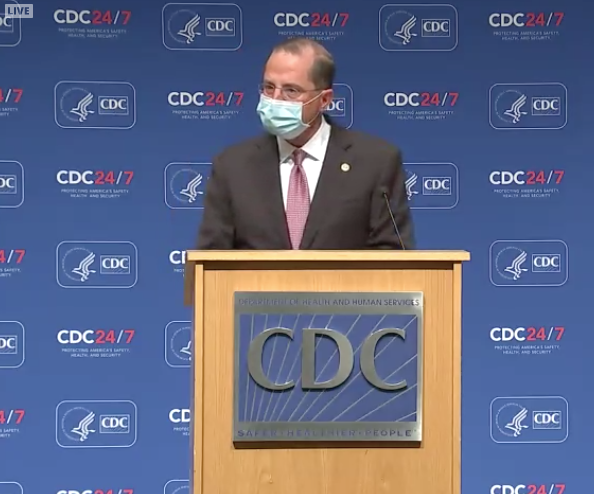 Health and Human Services Secretary Alex Azar speaking at the U.S. Centers for Disease Control and Prevention in Atlanta on Oct. 21.