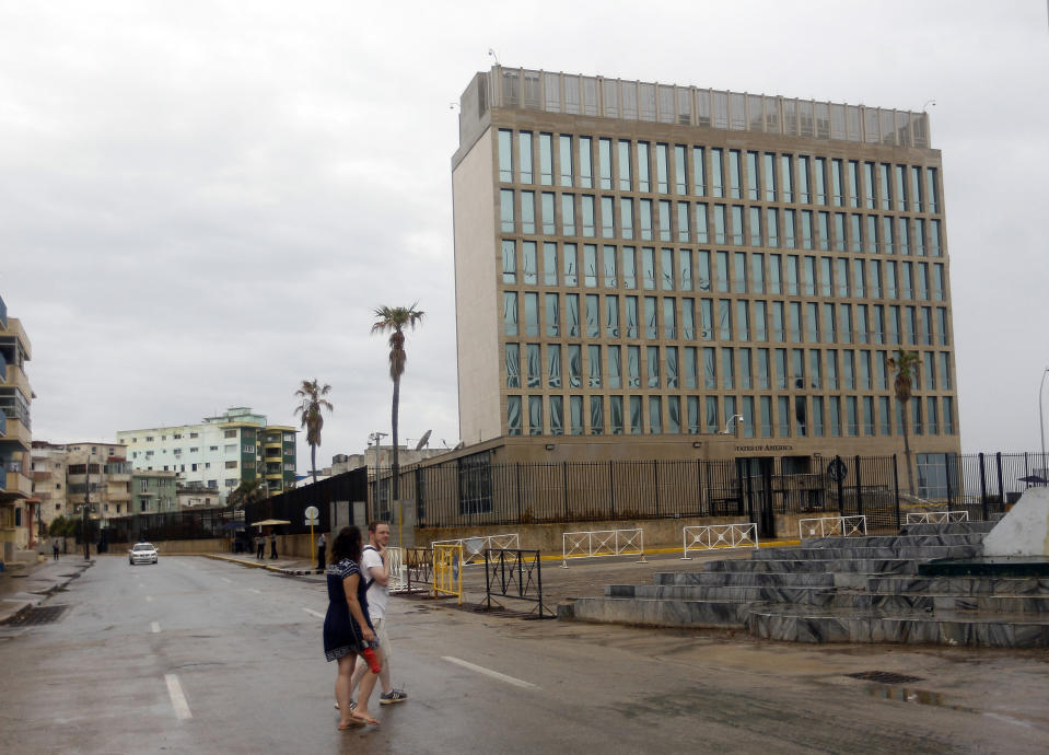 General view of the U.S. Embassy in Havana after the U.S. government pulled more than half of its diplomatic personnel out of Cuba in September 2017. (Photo: Ernesto Mastrascusa/Getty Images)