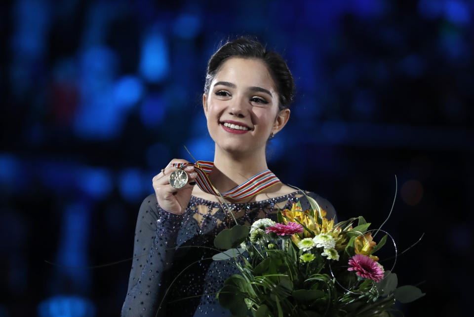 Russia’s Evgenia Medvedeva may not compete at the 2018 Winter Olympics due to the IOC ban on Russia. (AP Photo)