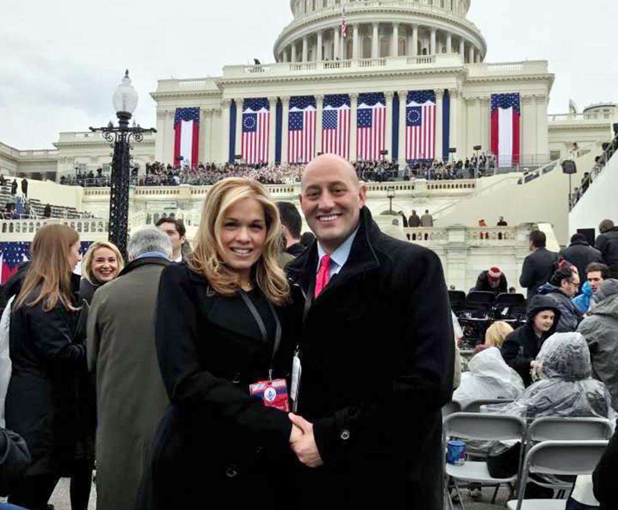 Jennifer and Barry Weisselberg are pictured at the inauguration of President Donald Trump in 2017. 