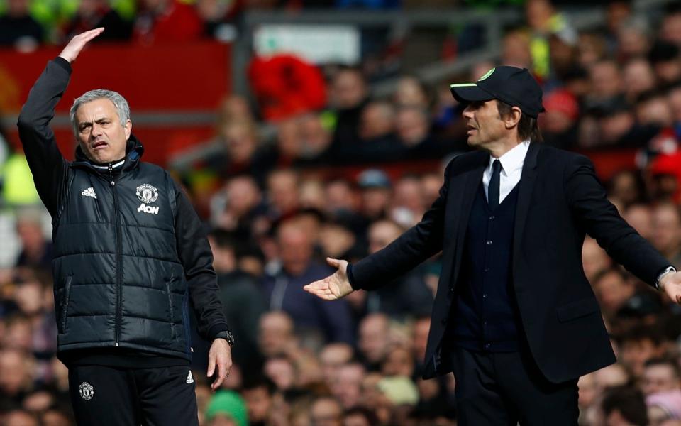 Manchester United manager Jose Mourinho and Chelsea manager Antonio Conte - Credit: REUTERS