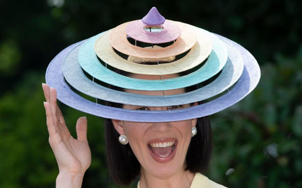 Lisa Tan's rainbow-inspired hat - EDDIE MULHOLLAND/TELEGRAPH