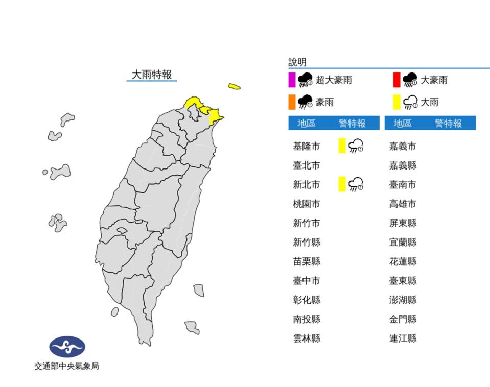 東北風影響 氣象局發布新北基隆2縣市大雨特報