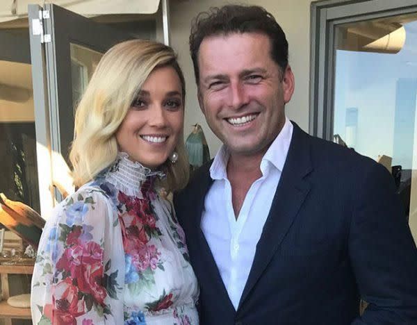 The was the first photo of newlyweds Karl Stefanovic and Jasmine Yarbrough on their 'wedding' day. Source: Nine