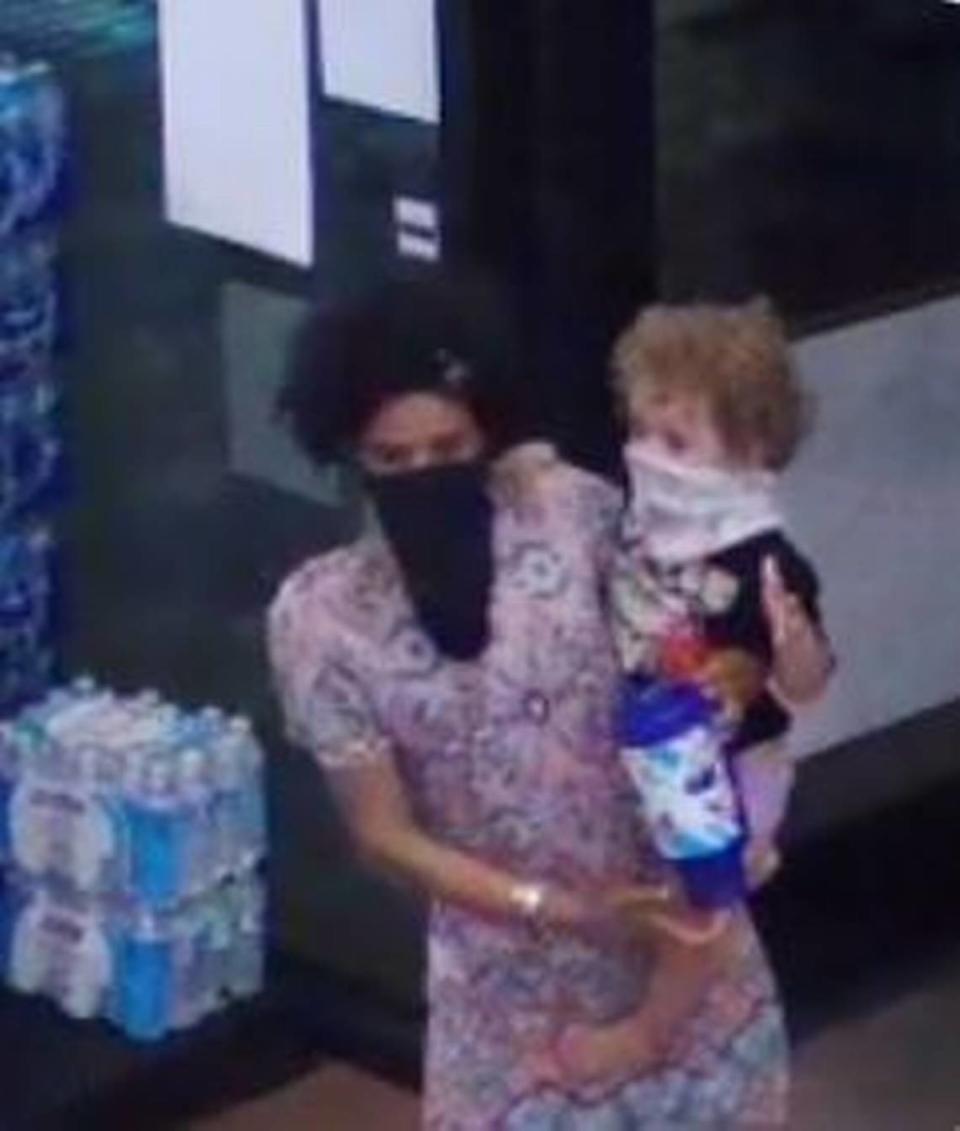 Leila Cavett and 2-year-old son, Kamdyn in a Hollywood RaceTrac on July 25.