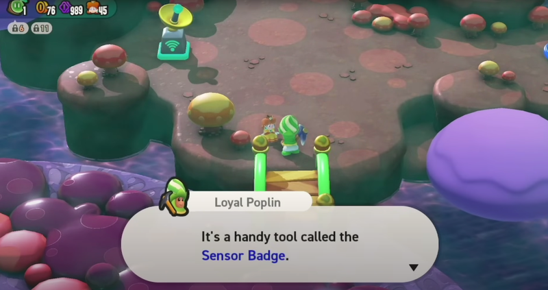 Daisy earns the Sensor Badge after helping a Poplin in World 5.