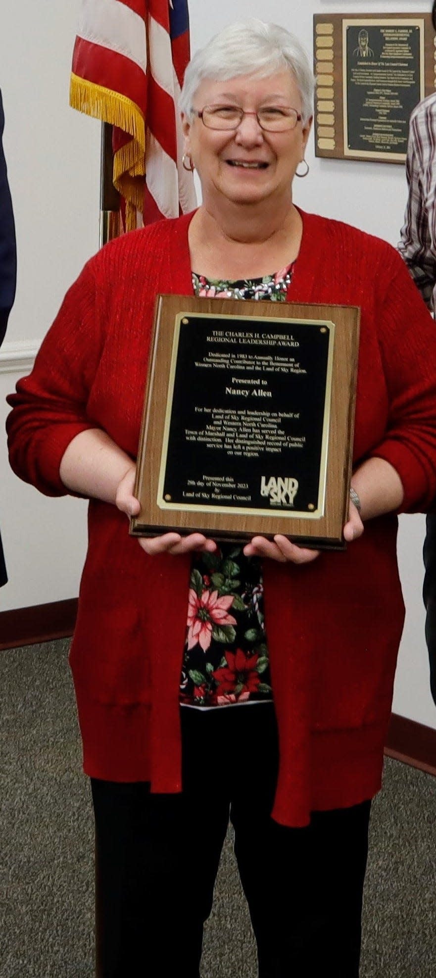 Nancy Allen was presented with the Land of Sky Regional Council's Charles H. Campbell Award for regional leadership Nov. 29.