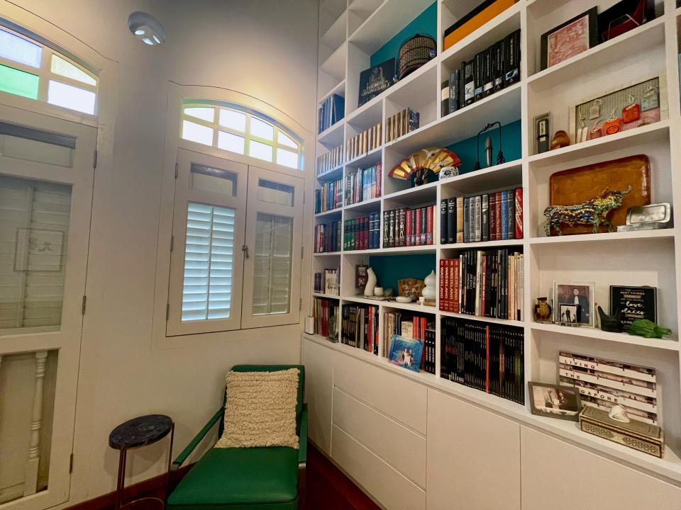 Al's office features a full-length shelf that he designed on his own.