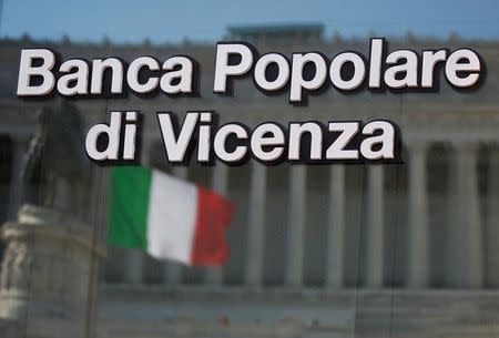 A Banca Popolare di Vicenza sign is seen in Rome, Italy, March 29, 2017. REUTERS/Alessandro Bianchi