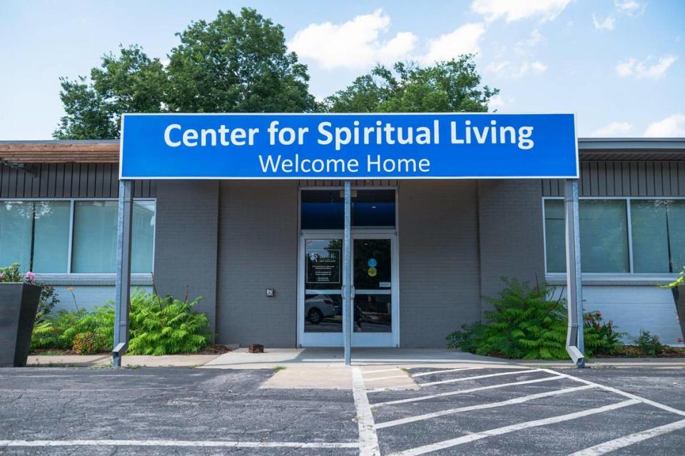 The Natasha Ria Art Gallery shares a space with the Center for Spiritual Living church on West 39th Street.