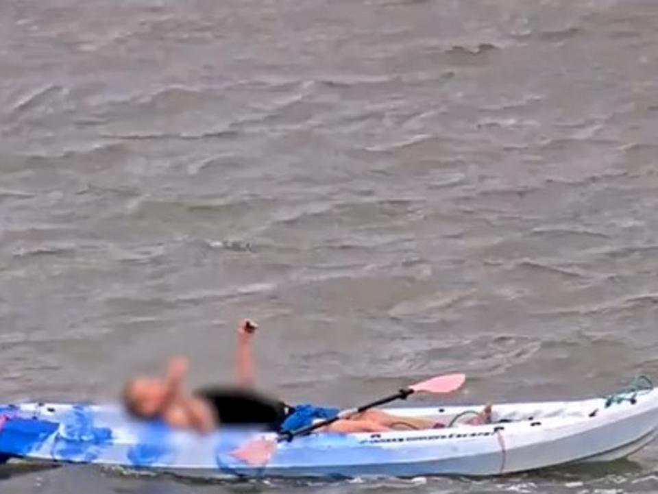 The man was seen enjoying himself on his kayak. Picture: 7NEWS