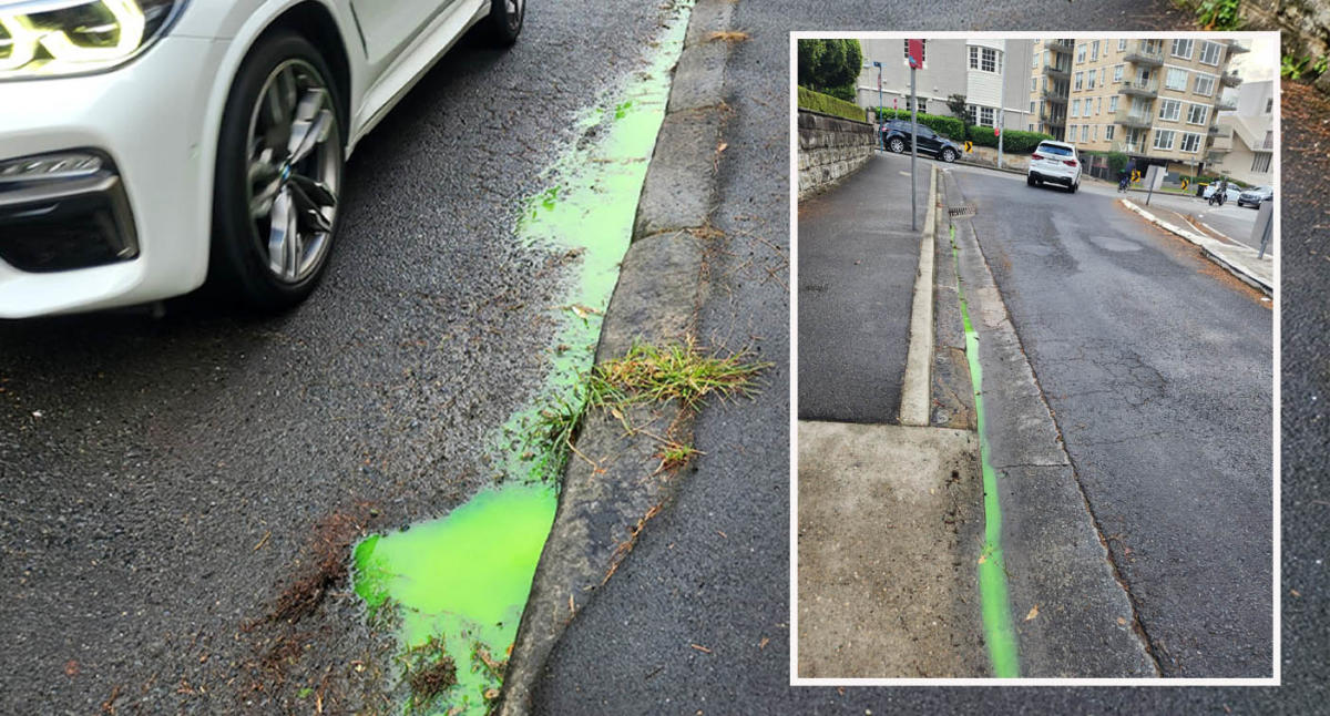 Residents baffled as stormwater in beachside suburb turns bright green