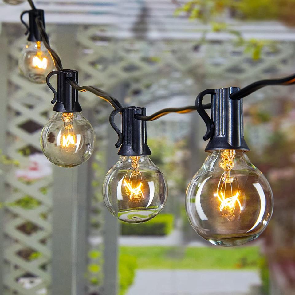 Brightown Outdoor String Light 100Feet G40 Globe Patio Lights with 104 Edison Glass Bulbs(4 Spare), UL Listed Hanging Lights for Backyard Balcony Deck Party Decor, E12, Black, Not Connectable