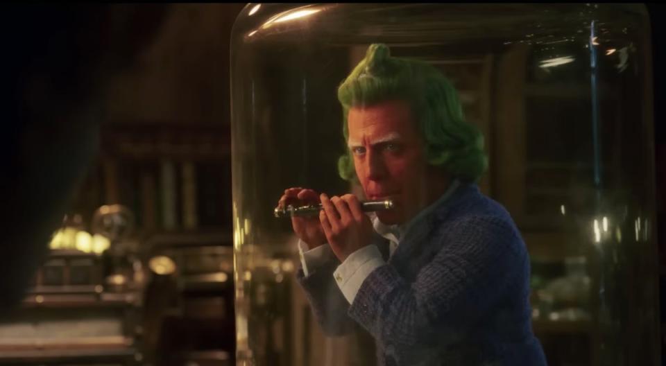 Grant portrays a CGI-ed Oompa Loompa in the film (YouTube/Warner Bros. UK & Ireland)