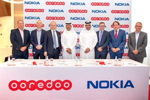 Photo 2: Nokia and Ooredoo Group dignitaries at the agreement signing ceremony in Ooredoo Headquarters in Doha, Qatar