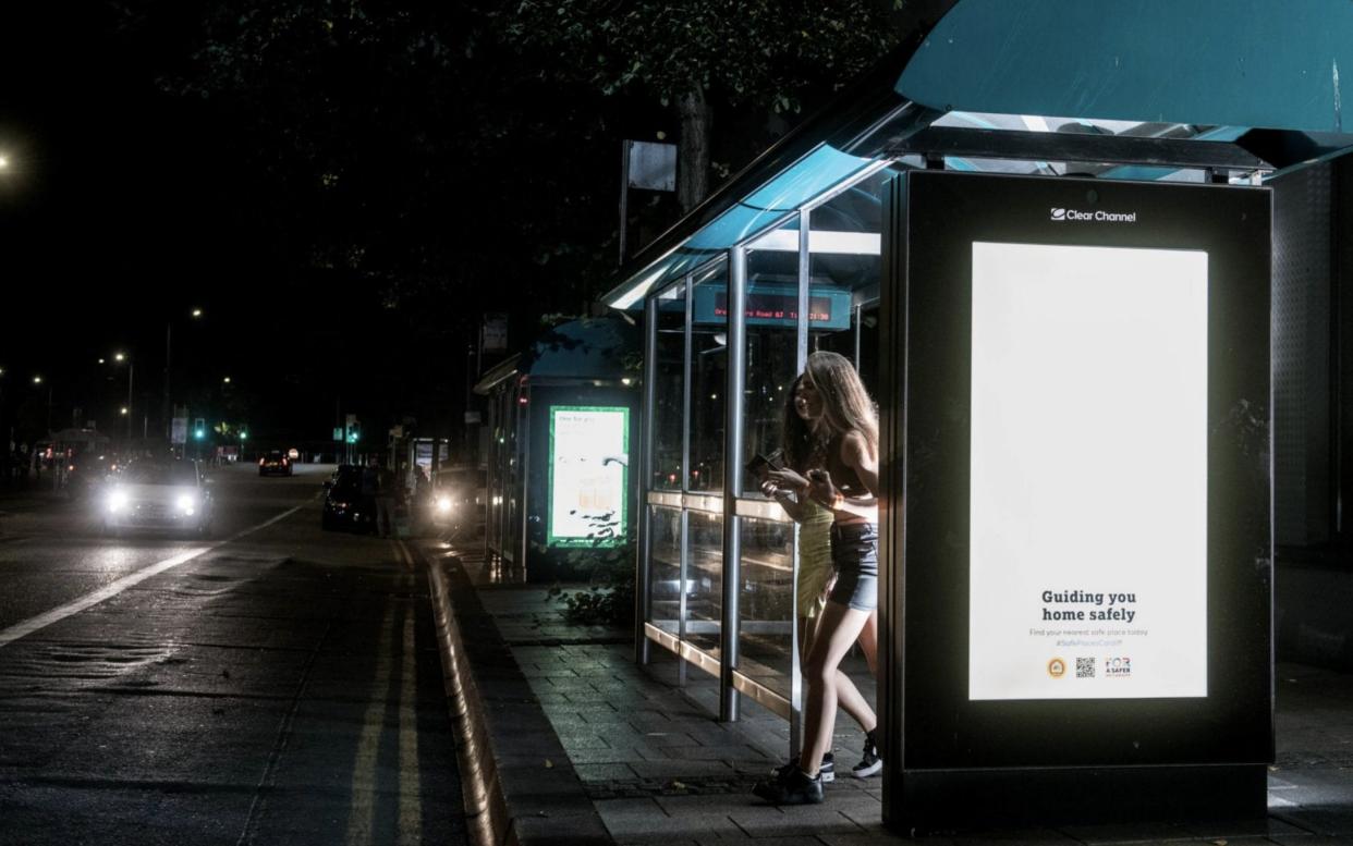  illuminated by 35 bright billboards to help young women, many of whom will be unfamiliar with the city, during “freshers’ fortnight”,