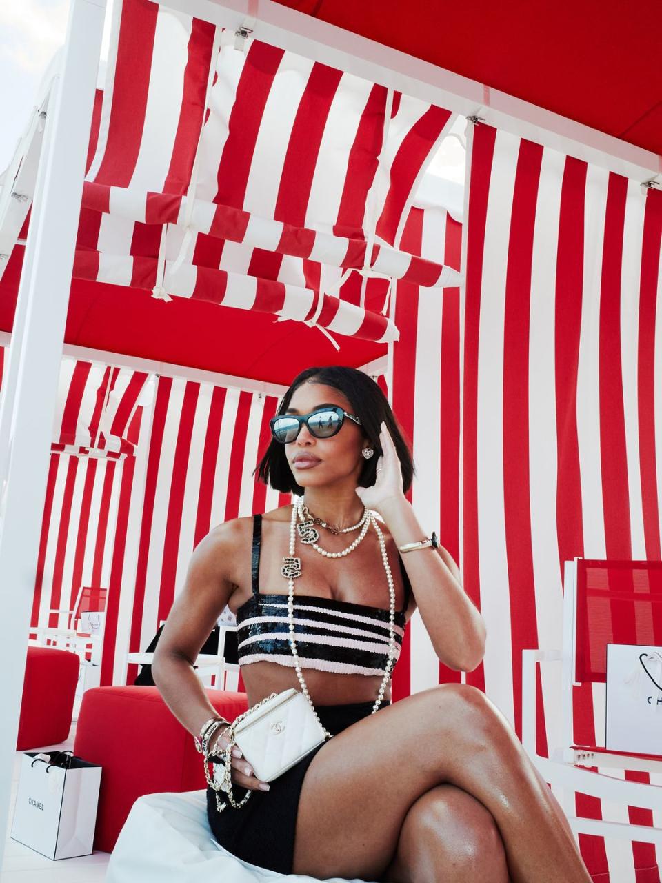 lori harvey getting ready for chanel miami cruise