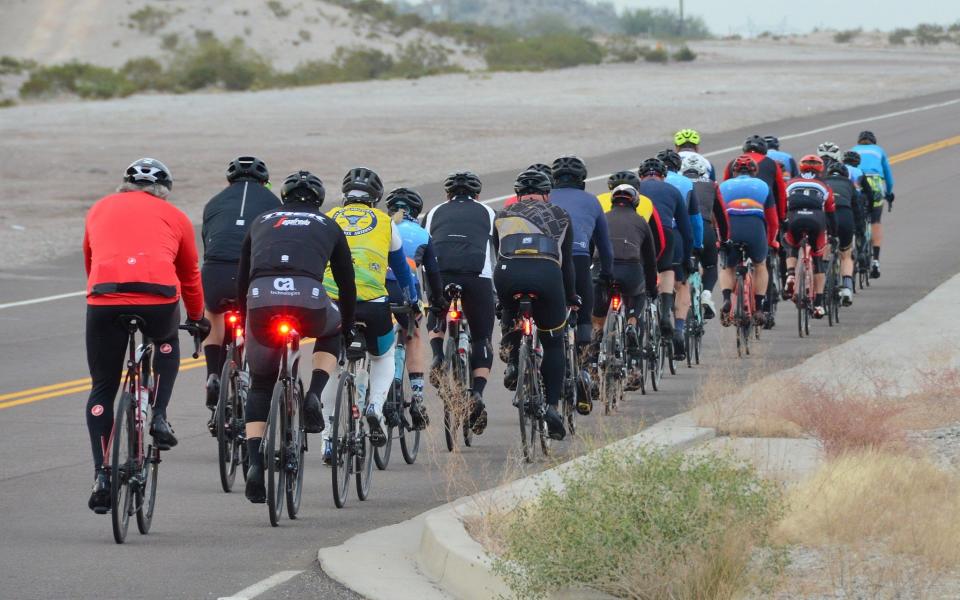 One of West Valley Cycle's three subgroups is seen cycling in this 2022 photo. The subgroup was struck Saturday, Feb. 25, 2023 in Goodyear by a truck, leaving two members dead.