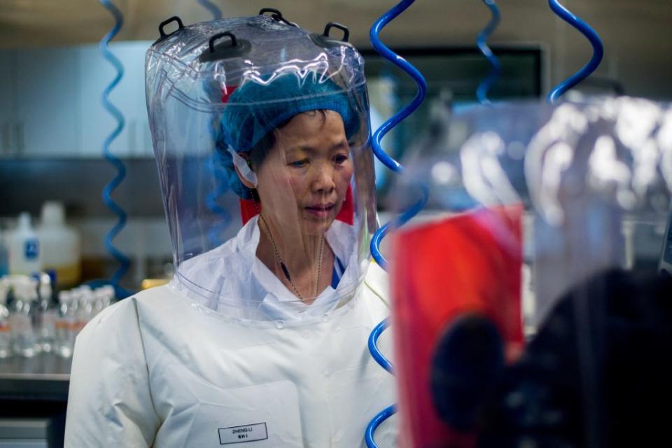 Chinese virologist seen inside the P4 laboratory in Wuhan. Source: Getty