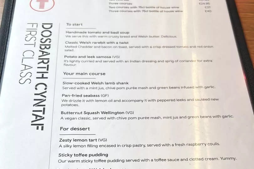 The lunch and dinner menu