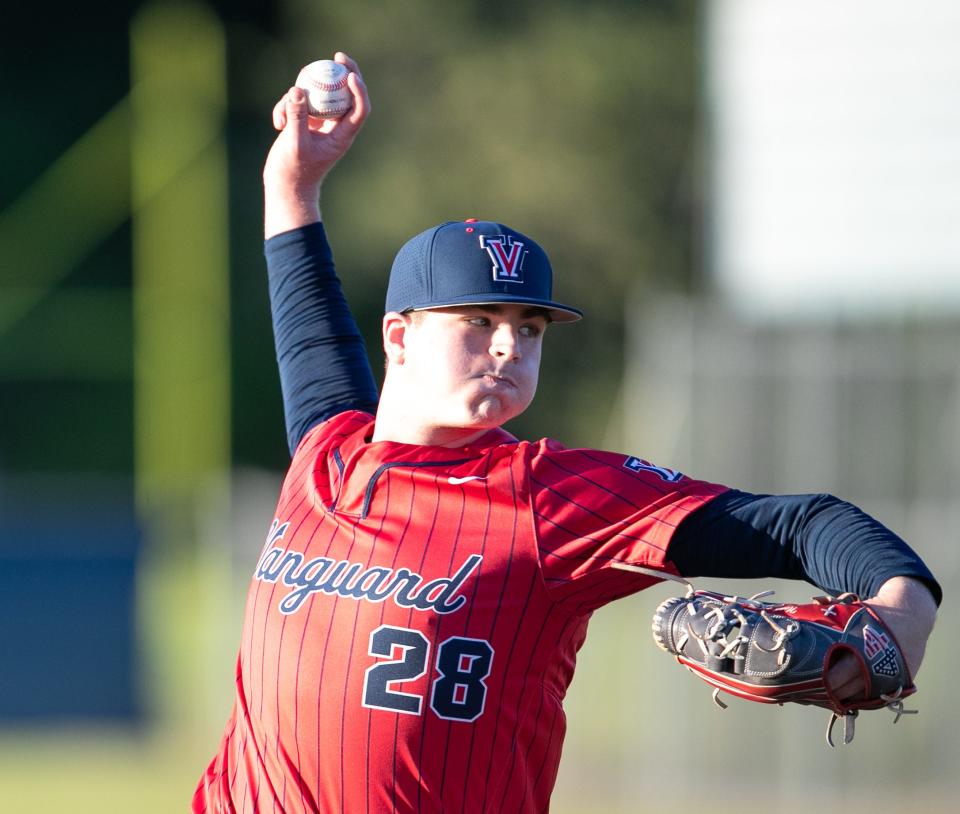 Vanguard pitcher Noah Wood, shown here during an April 4 matchup with North Marion, sent the Knights into the state regionals with a shutout win in the district final.
