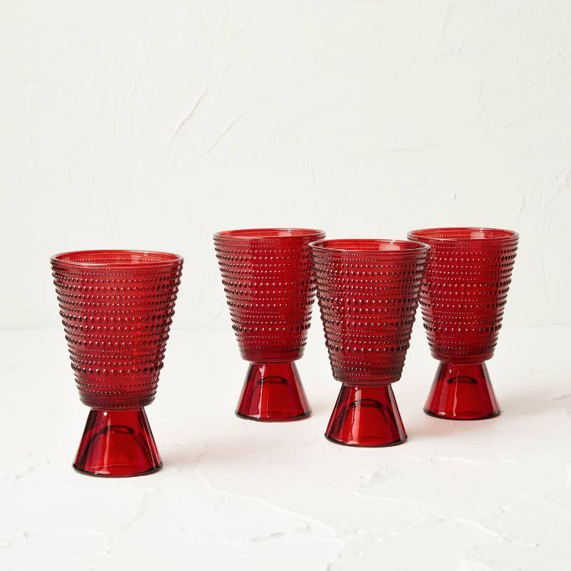 Opalhouse x Jungalow Red Glass Goblets (4-Pack)