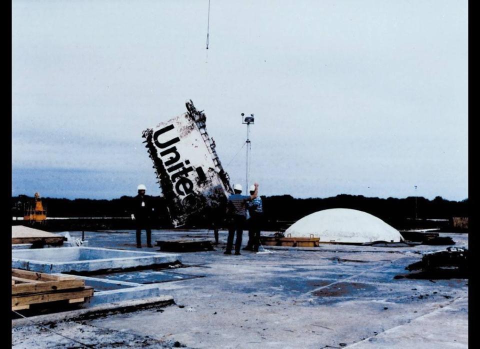 After investigators concluded their report, the debris was moved from Kennedy Space Center's Complex 39 to permanent storage in two secure abandoned Minuteman Missile silos at Complex 31 on the Cape Canaveral Air Force Station. (NASA, Jan. 20, 1987) (<a href="http://history1900s.about.com/od/photographs/ig/Space-Shuttle-Challenger/" target="_hplink">Via About.com</a>)
