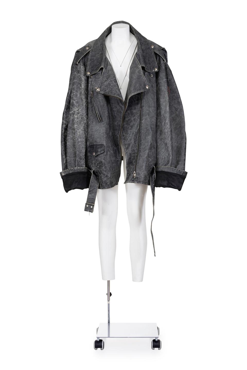 A vintage oversize leather jacket by Maison Martin Margiela.