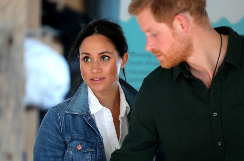 The Duke and Duchess of Sussex visit Waves for Change, an NGO, at Monwabisi Beach on September 24, 2019, in Cape Town, South Africa.