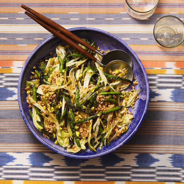 <p>Packed with fiber-loaded farro, this flavorful side also makes for a light vegetarian main.</p><p><em><a href="https://www.goodhousekeeping.com/food-recipes/a28186104/grilled-green-beans-fennel-and-farro-recipe/" rel="nofollow noopener" target="_blank" data-ylk="slk:Get the recipe for Grilled Green Beans, Fennel, and Farro »;elm:context_link;itc:0;sec:content-canvas" class="link ">Get the recipe for Grilled Green Beans, Fennel, and Farro »</a></em></p><p><strong>RELATED: </strong><a href="https://www.goodhousekeeping.com/food-recipes/healthy/g908/vegetarian-recipes/" rel="nofollow noopener" target="_blank" data-ylk="slk:46 Hearty Vegetarian Recipes for the Whole Family;elm:context_link;itc:0;sec:content-canvas" class="link ">46 Hearty Vegetarian Recipes for the Whole Family</a></p>