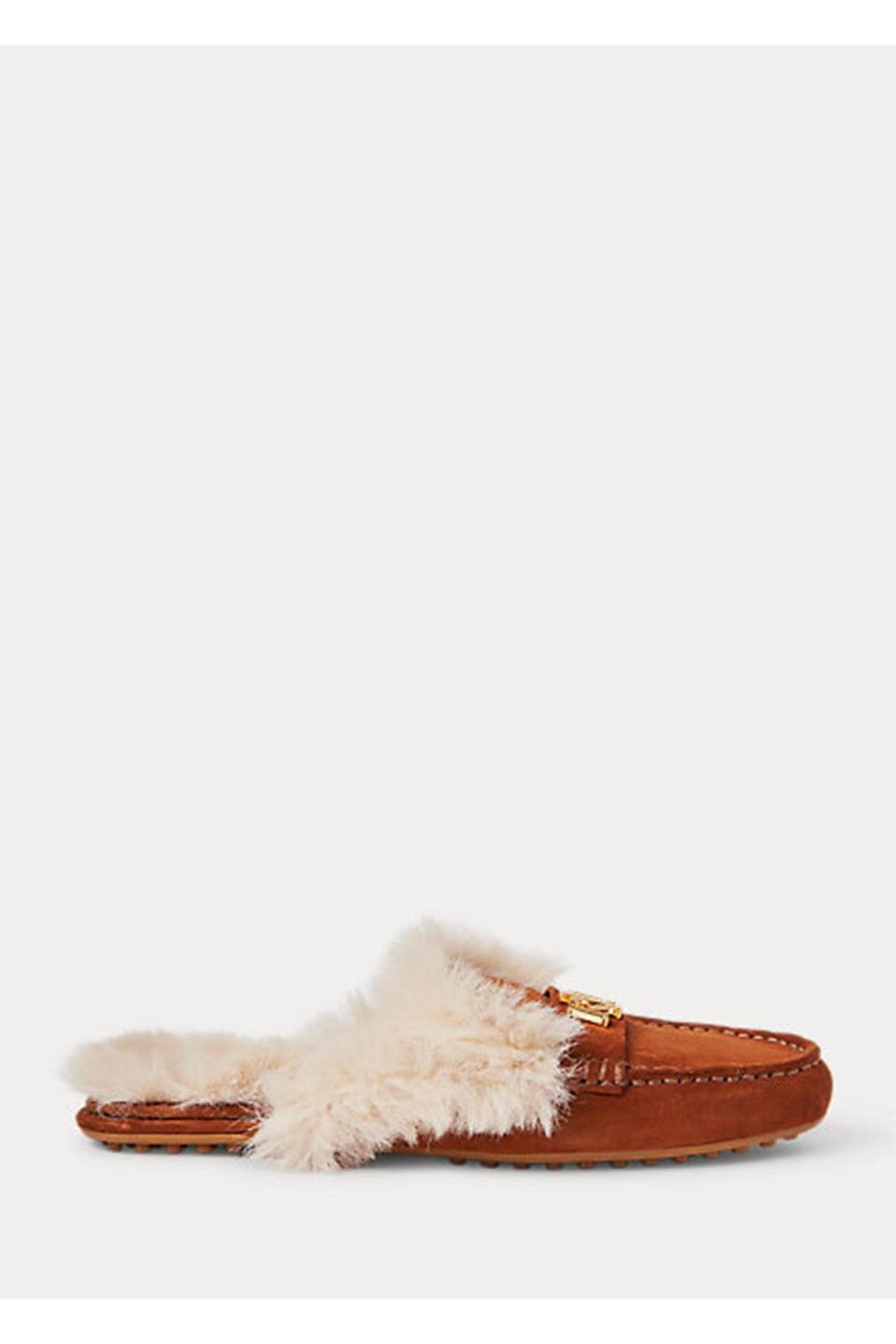 Savanah Faux Fur-Trim Suede Mule