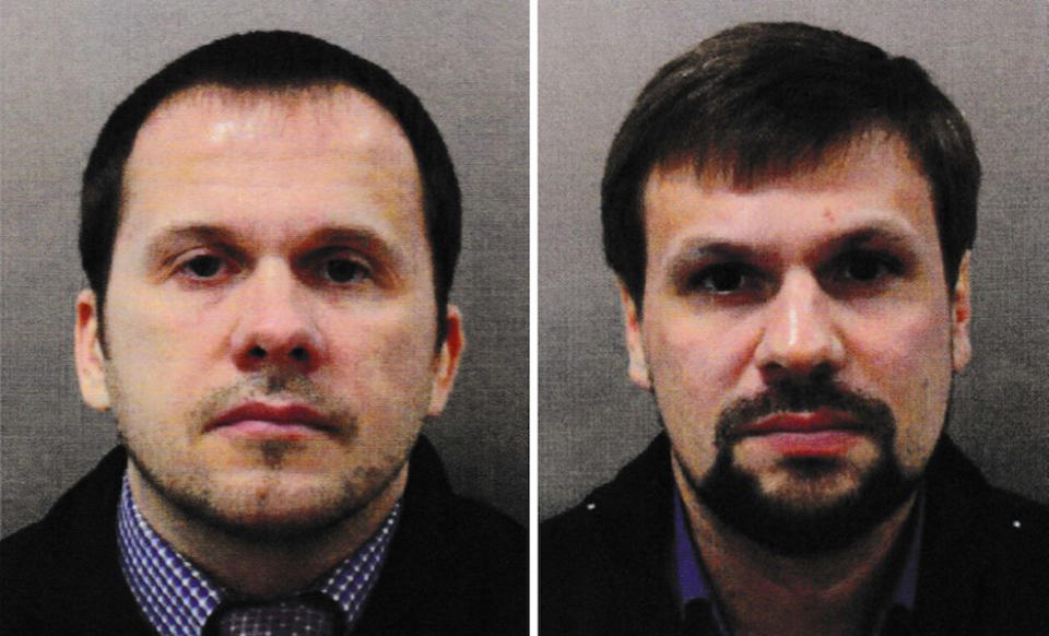 The suspects previously named as Alexander Petrov (left) and Ruslan Boshirov have been identified by an investigative website (Picture: PA)