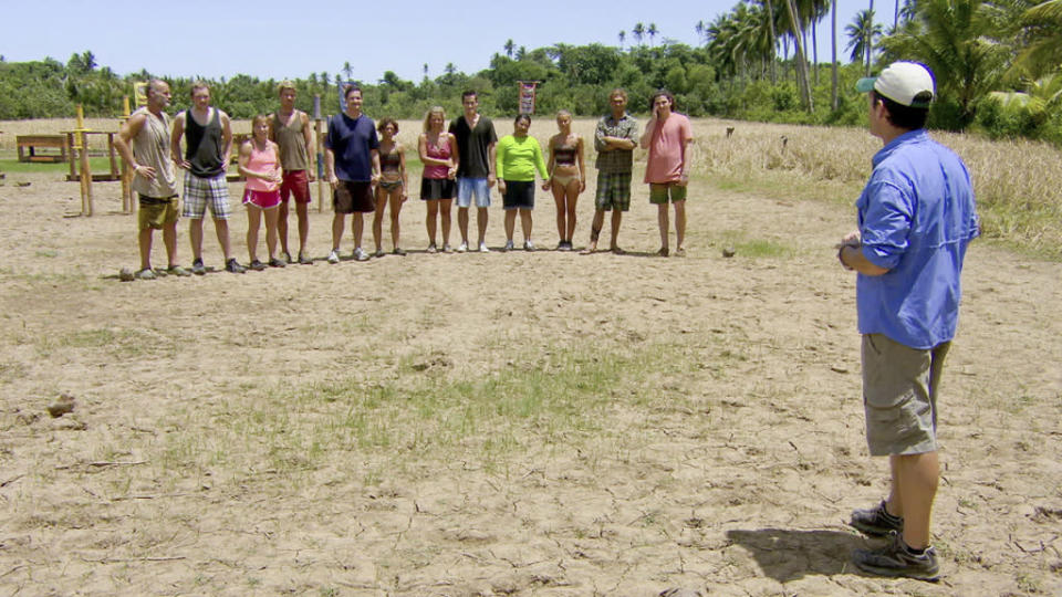 Michael Skupin, Carter Williams, Denise Stapley, Lisa Whelchel, Abi-Maria Gomes and Malcolm Freberg along with family and friends in the "Survivor: Philippines" episode, "Shot into Smithereens."