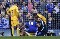 Britain Soccer Football - Chelsea v Crystal Palace - Premier League - Stamford Bridge - 1/4/17 Crystal Palace's Joel Ward receives treatment after sustaining an injury Action Images via Reuters / Tony O'Brien Livepic