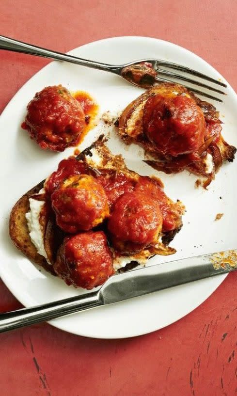 Open-Faced Pork Meatball Sandwich