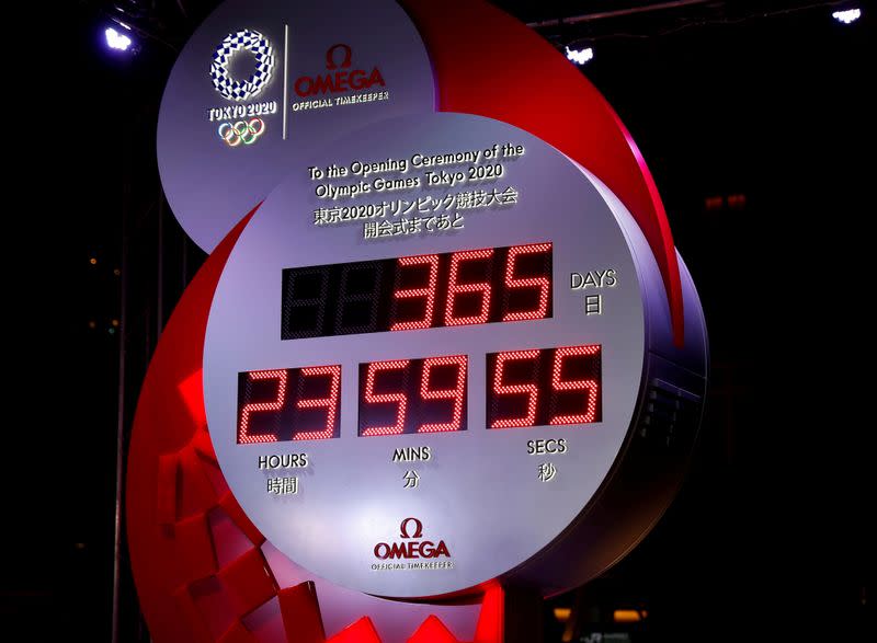 FILE PHOTO: Unveiling of a countdown clock one year out from the start of the summer games in Tokyo