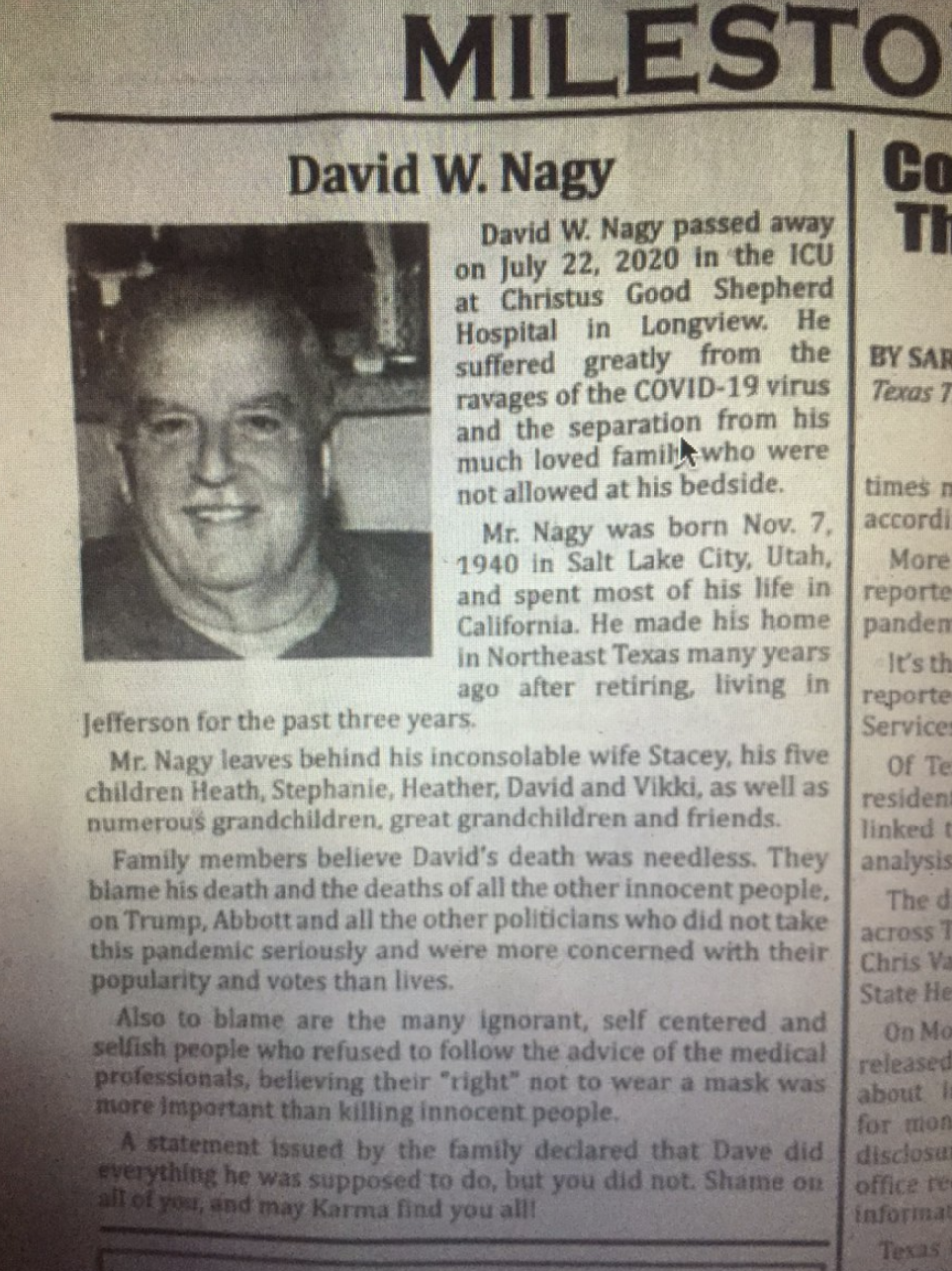  David W. Nagy's obituary. 