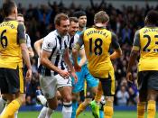 <p>West Bromwich Albion’s Craig Dawson scores their first goal </p>