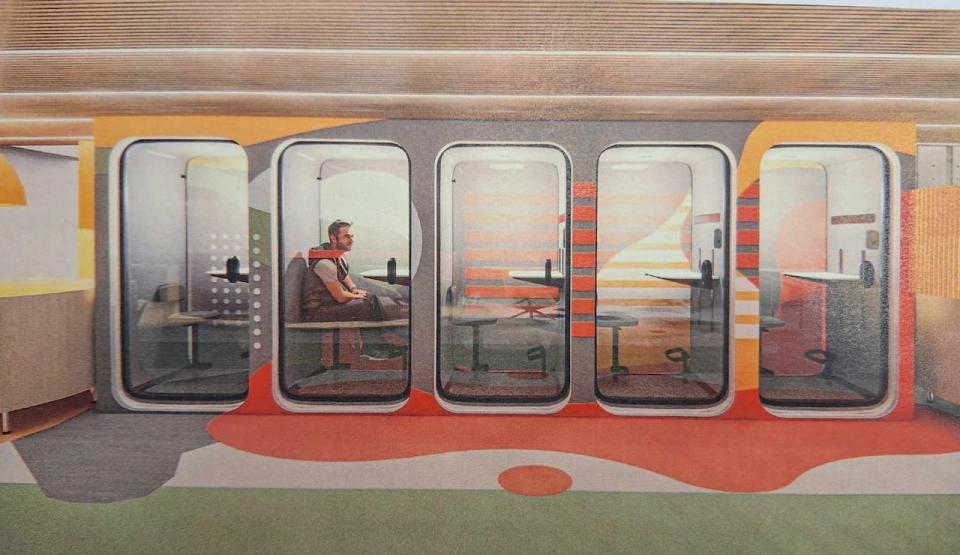 An image showing what the library's new individual study pods will look as part of the revitalization plans.