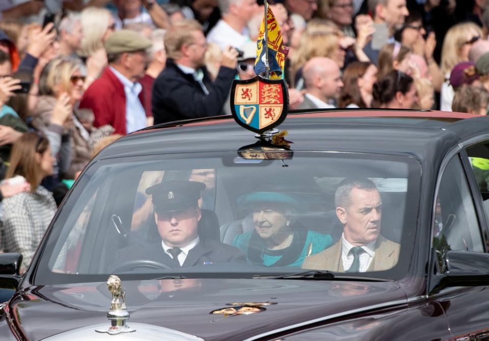 1) Her Majesty arrives at the Braemar Highland Gathering at The Princess Royal and Duke of Fife Memorial Park on September 1