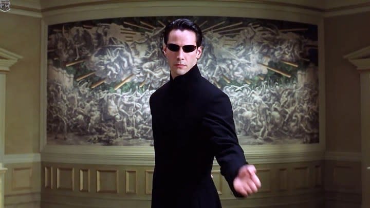 Keanu Reeves as Neo in The Matrix.