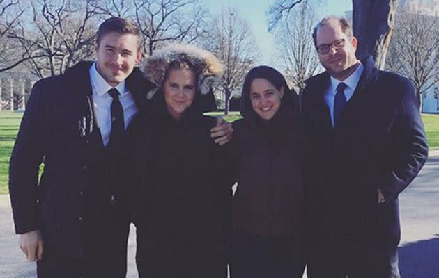 Amy with her boyfriend Ben and her sister Kim and  brother Jason. Photo: Twitter.