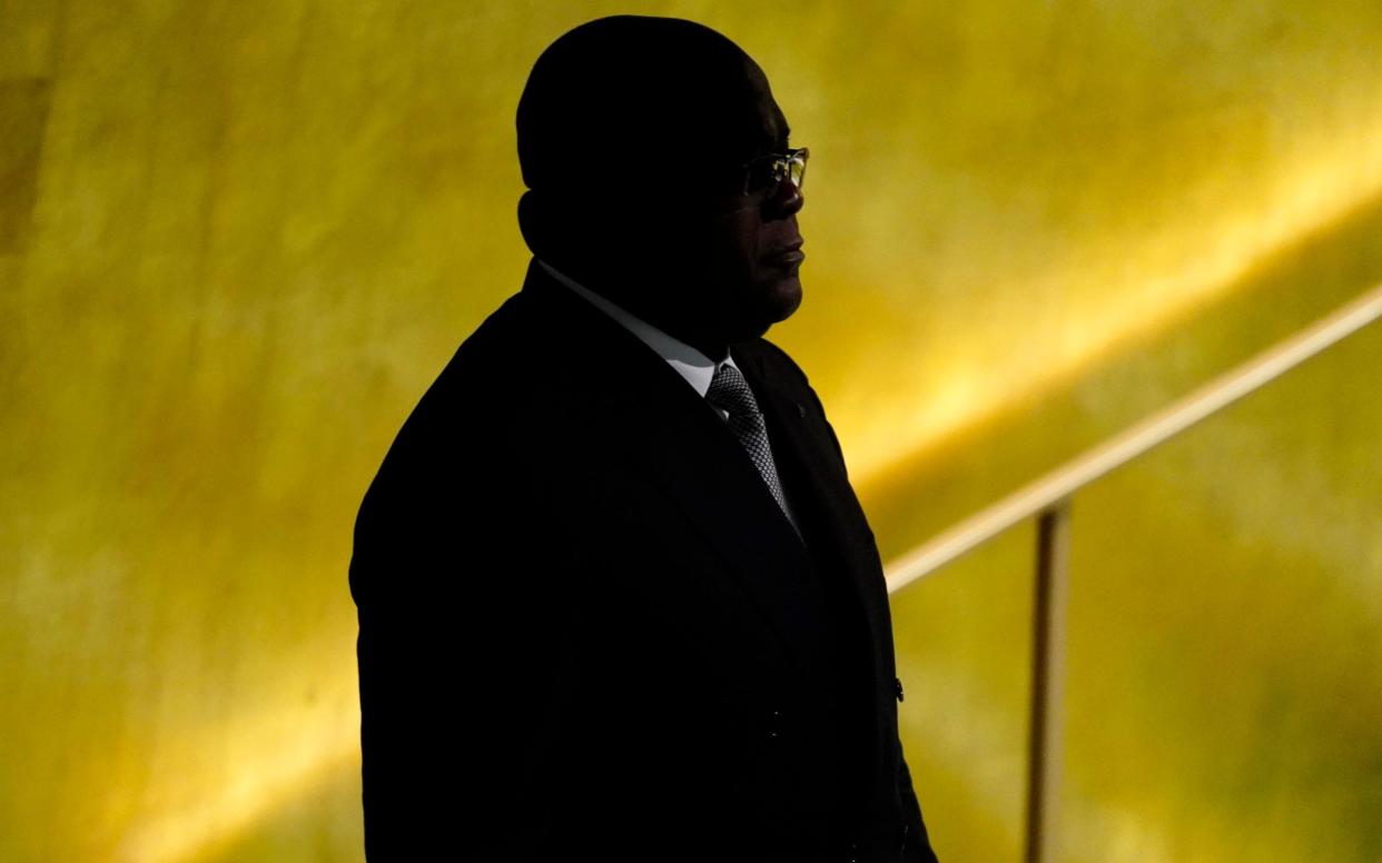 The personal chaffeur of president Felix Tshisekedi, pictured arriving at the UN General Assembly last month, and three of his bodyguards were on board - REUTERS