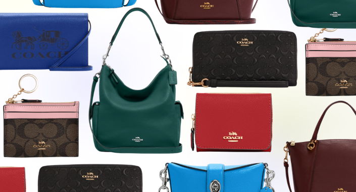 coach outlet bags in collage, green bag, red wallet, black wallet, cc pink wallet, blue purse, burgundy shoulder bag