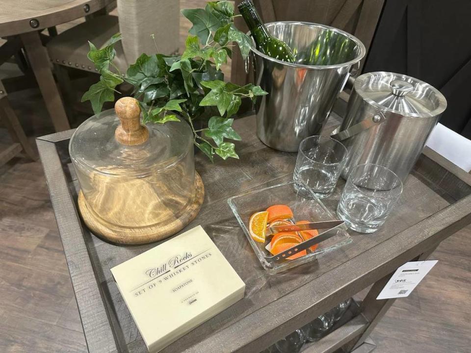 Living Spaces offers home decor, barware and bar carts.