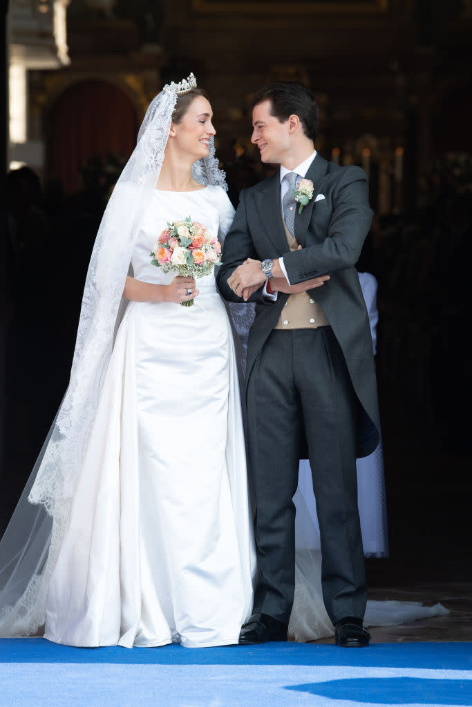 The pair were looking regal as ever in their wedding outfits. Source: Getty