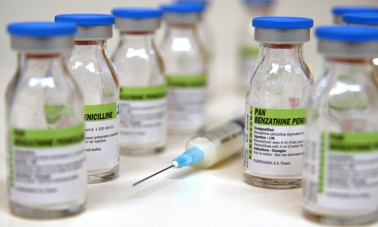 <span>A syringe and vials of penicillin used in the treatment of syphilis.</span><span>Photograph: Bloomberg/Getty Images</span>